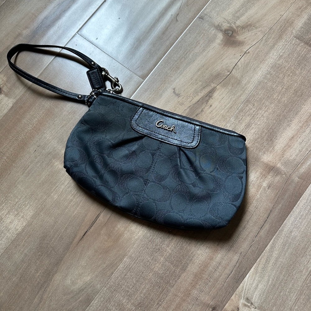 Coach Black Pleated Wristlet Clutch